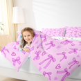 thumbnail image 3 of Manfei Cute Pink Bow Knot Full Size Comforter Sets,Kawaii Bowtie Loves Bedding Comforter Set,Colorful Stars Reversible,3pcs,1 Comforter and 2 Pillowcases, 3 of 7