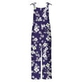 thumbnail image 5 of Sexlip Women's Floral Print Overalls Pants Adjustable Straps Lightweight Fabric Stylish Design Vacation Daily Outfit Purple XXL, 5 of 5