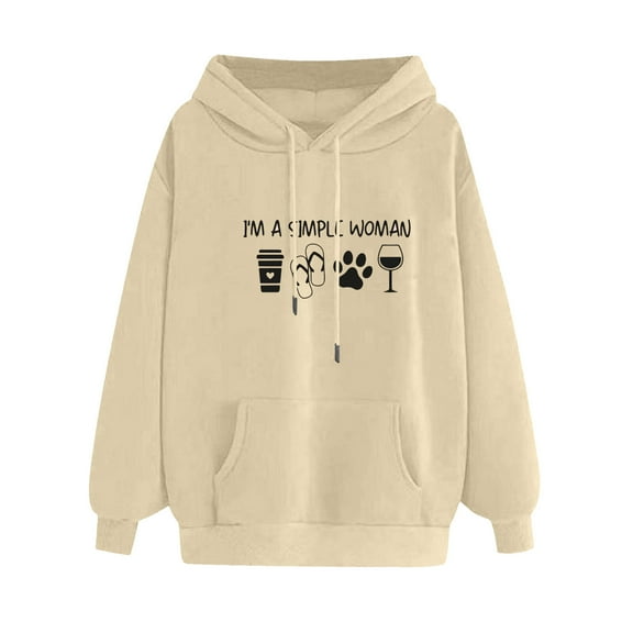 I'M A Simple Woman Hoodies Funny Coffee Flip Flops Dog Wine Graphic Vacation Sweatshirt Women Casual Pullover Tops