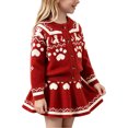 thumbnail image 2 of Kezqiaxn Toddler Girl Matching Sets 2 Piece Cute Printed Button Knit Top and Skirt Fall Outfits Girls' Clothing Sets Size 1-8, 2 of 6