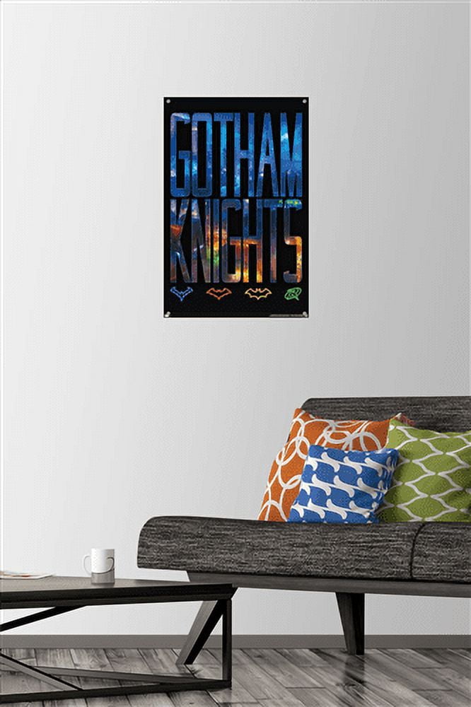 DC Comics Gotham Knights - Logos Wall Poster with Push Pins, 14.725" x 22.375"