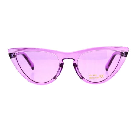 Womens Goth Keyhole Cat Eye Plastic Narrow Sunglasses Purple