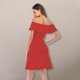 thumbnail image 4 of Mini vestido de fiesta ajustado con hombros descubiertos y volantes para mujer (rojo), 4 of 5
