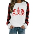 thumbnail image 4 of FASHOFT Womens Valentines Day Sweatshirt Love Heart Print Plaid Printing Casual Pullover Valentine's Long Sleeve Tops Holiday Casual Pullover White L, 4 of 6