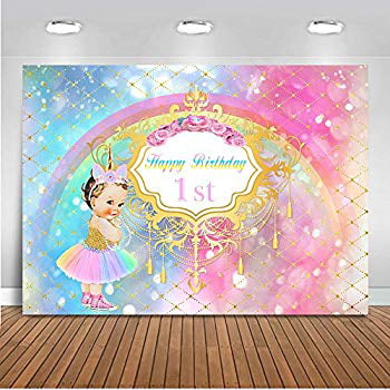 Royal Princess 1st Birthday Backdrop Little Unicorn Rainbow Glitter  Photography Background 7x5ft Vinyl Baby Girl's First Birthday Party  Backdrops Banner 