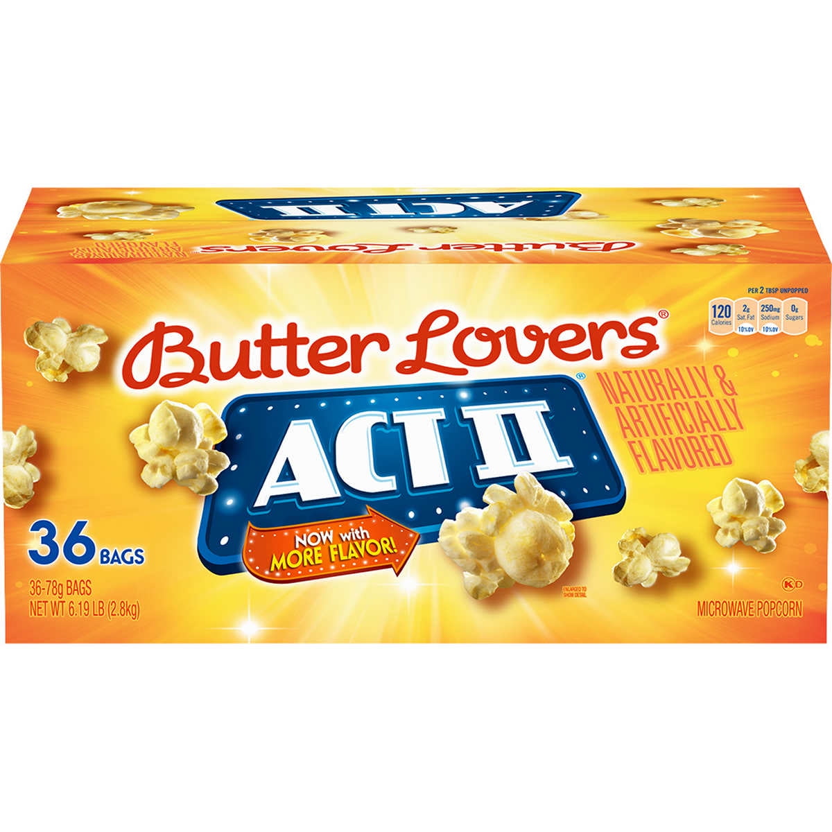 Act II Butter Lovers Microwave Popcorn, 2.75 oz, 36-count