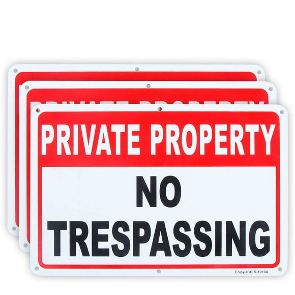 3 Pack Private Property No Trespassing Sign 10""X 7"" .04"" Aluminum Reflective Sign Rust Free Aluminum-Uv Protected And Weatherproof