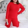 thumbnail image 4 of Rigardu Thermal Underwear for Women Crew Neckwomen's Thermal Underwear Long Top & Bottom Set Solid Color Mm Plus Plus Size Long Underwear Wool Plus Light Women's Thermal Underwear Sets Red 5Xl, 4 of 8