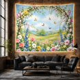 thumbnail image 6 of Blooming Garden with Birds and Wildflowers in Sunshine, Peaceful Cottagecore for Nature Lovers, Floral Meadow Wall Art, Housewarming Gift, Tapestry Wall Hanging for Bedroom and Living Room, 6 of 7