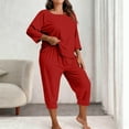 thumbnail image 2 of Vetsdori Plus Size Pajamas Sets for Women Long Sleeved PJS Soft Sets Nightwear,Spring Summer Sleepwear Plain Womens PJ Sets, 2 of 6