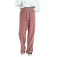 thumbnail image 4 of Vetsdori Womens Fleece Pajamas Pants Corduroy Casual Pj Bottoms Pockets Plain,Wide Leg Home Lounge Pants for Women Elastic Waist, 4 of 7