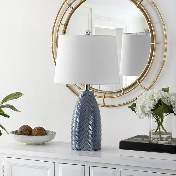 SAFAVIEH Naji 24.5 in. Coastal Glass Table Lamp, Grey