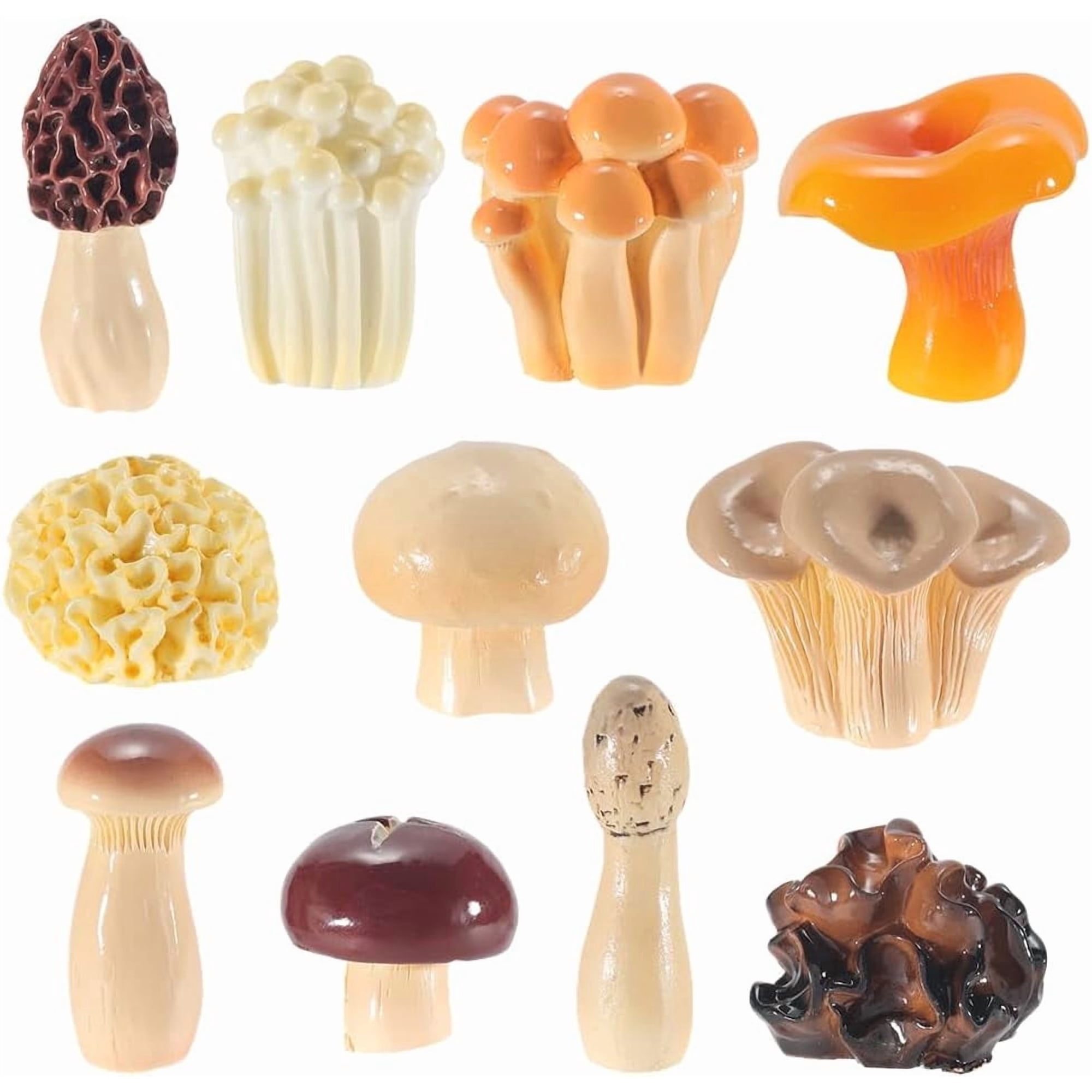 22Pcs 11 Styles Resin Vase Miniature Mushroom Ornaments Micro Landscape Garden Dollhouse Accessories Pretending Prop Decorations Mixed Color Handmade