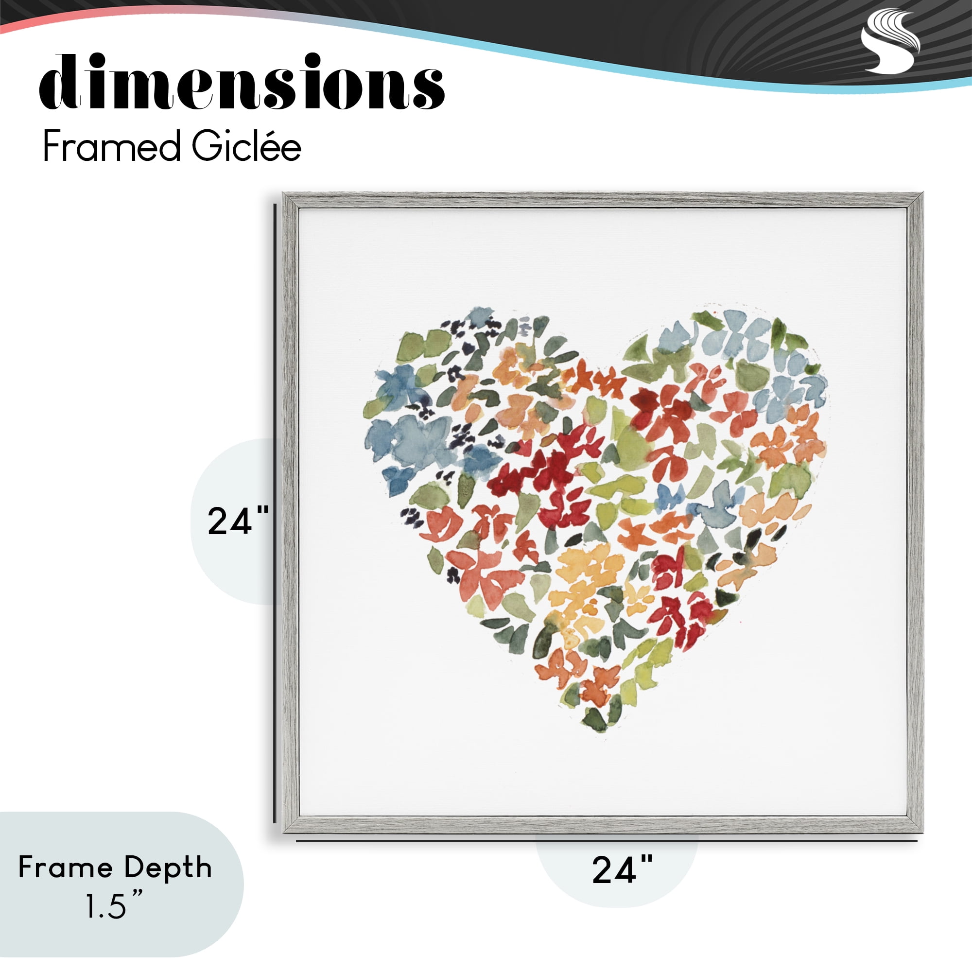 Stupell Industries Blooming Earth Tone Heart Gray Framed Giclee Art, design by Lanie Loreth