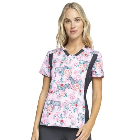 

Cherokee iFlex Scrubs Top For Women V-Neck Knit Panel CK641 S Soft Safari