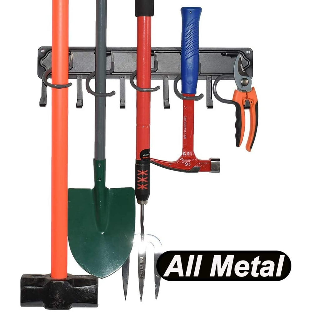 All Metal Garden Tool Organizer, Adjustable Garage Wall Organizers and