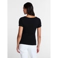 thumbnail image 4 of Time and Tru Women's Ribbed Scoop Neck Tee with Short Sleeves, Sizes XS-XXXL, 4 of 6