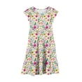 thumbnail image 2 of Girls Ruffle Sleeve Dress,Kids Flutter Sleeve Floral Print Tiered Dress, 2 of 4