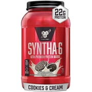 BSN Syntha 6 Whey Protein Powder, Cookies & Cream, 2.91lb