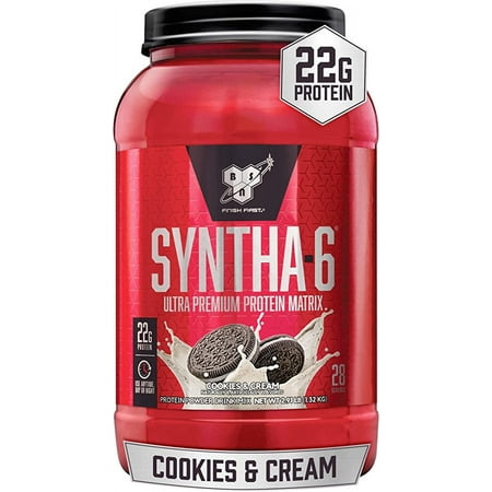 BSN Syntha 6 Whey Protein Powder, Cookies & Cream, 2.91lb