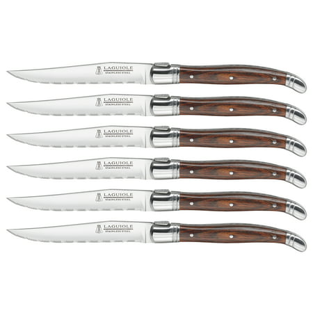 Trudeau Maison Laguiole Wood Handle Steak Knives Set Of 6-Brown &