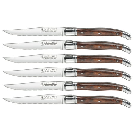 Trudeau Maison Laguiole Wood Handle Steak Knives Set Of 6-Brown & (Best Laguiole Steak Knives)