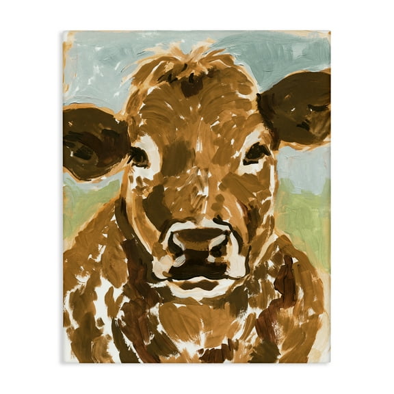 Stupell Industries Spotted Cattle Calf Animals & Insects Painting Gallery Wrapped Canvas Art Print Wall Art, 16 x 20