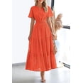 thumbnail image 3 of PRETTYGARDEN Womens Summer Maxi Dress Short Sleeve V Neck Hollow Out Eyelet A Line Long Flowy Beach Vacation Dresses, 3 of 9