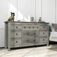 thumbnail image 2 of Gray 9 Drawer Horizontal Combo Dresser for Bedroom, Modern Chest of Drawers Wood Storage Cabinet for Living Room, 2 of 6