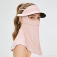 thumbnail image 2 of Sombrero for el sol refrescante de verano for mujer con mascarilla facial Hielo Fibra sedosa Nylon Alta elasticidad Transpirable Deportivo Sombrero de protección solar plegable, 2 of 3