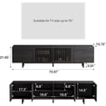 thumbnail image 2 of Mid Century Modern Black TV Stand for 70 Inch and Larger TVs, 70.87" Media Console with Solid Wood Slatted Doors, Metal Base, Stylish Entertainment Center for Living Room or Bedroom, 2 of 7