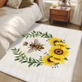 thumbnail image 5 of Sunflowers Bees 3'x5' Washable Rug, Spring Farmhouse Honey Flowers Leaves Non-Slip Area Rugs for Entryway Kitchen Classroom, StainResistant Dorm Throw Carpet, Low Pile Soft Indoor Floor Mat, 5 of 9