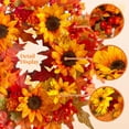 thumbnail image 5 of 20" Sunflower Fall Wreath with Maple Leaves & Berry, Autumn Artificial Wreath for Front Door Outside Thanksgiving Halloween Window Home Wall Farmhouse Holiday Outdoor Indoor Décor (Yellow), 5 of 7