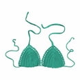 thumbnail image 1 of Hemlock Solid Color Hand Crochet Bikini Tops, Solid Color Hand Crochet Bikini Top, Euramerican Style, Summer Swimsuit, Blue Euramerican Swimsuit, Blue S, Size S-L, 1 of 4