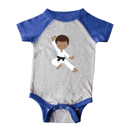 

Inktastic African American Boy Black Belt Karate Pose Gift Baby Boy Bodysuit