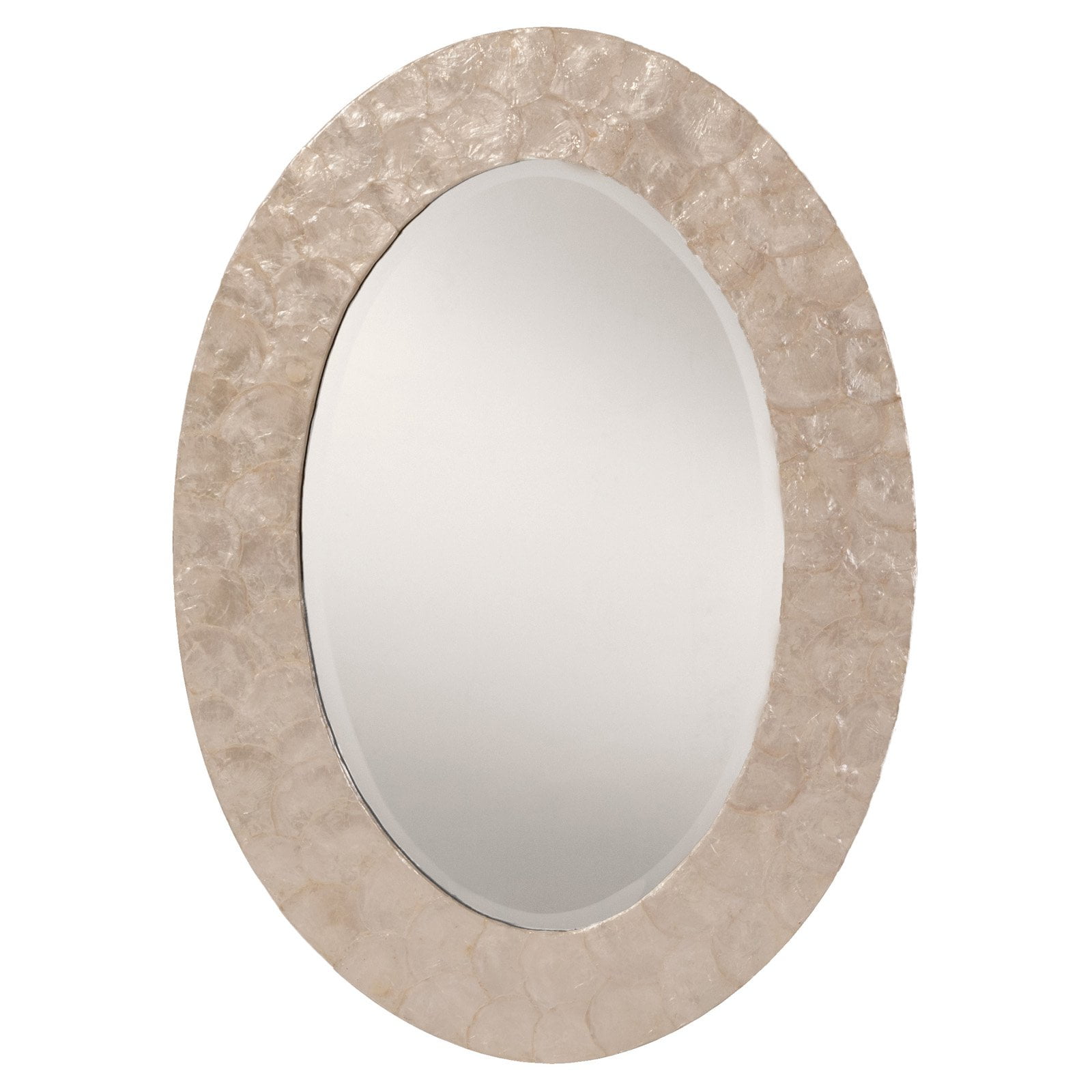 Rio Beveled Wall Mirror with White Mother of Pearl Oval Frame