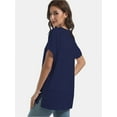 thumbnail image 6 of Women's Tshirts Casual V Neck Short Sleeve Loose Summer Tunic Tops, 6 of 6