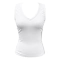 thumbnail image 3 of DuoJiaJ Women's Fashion Casual Tight V Neck Ribbed Knit Sleeveless Vest Summer Tank Tops Women White XL, 3 of 4