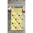 thumbnail image 3 of Ambesonne Fruits Quilted Bedspread Set 2 Pcs, Retro Country Kitchen, Twin Size, Green Red Yellow, 3 of 3