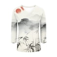 thumbnail image 7 of Womens Floral Printed Shirts V Neck Blosues Tops 3/4 Sleeve Shirts Tunics Loose Fitted Top Fashion Trendy Outfit 2026 Dressy Trendy Blouses, 7 of 7