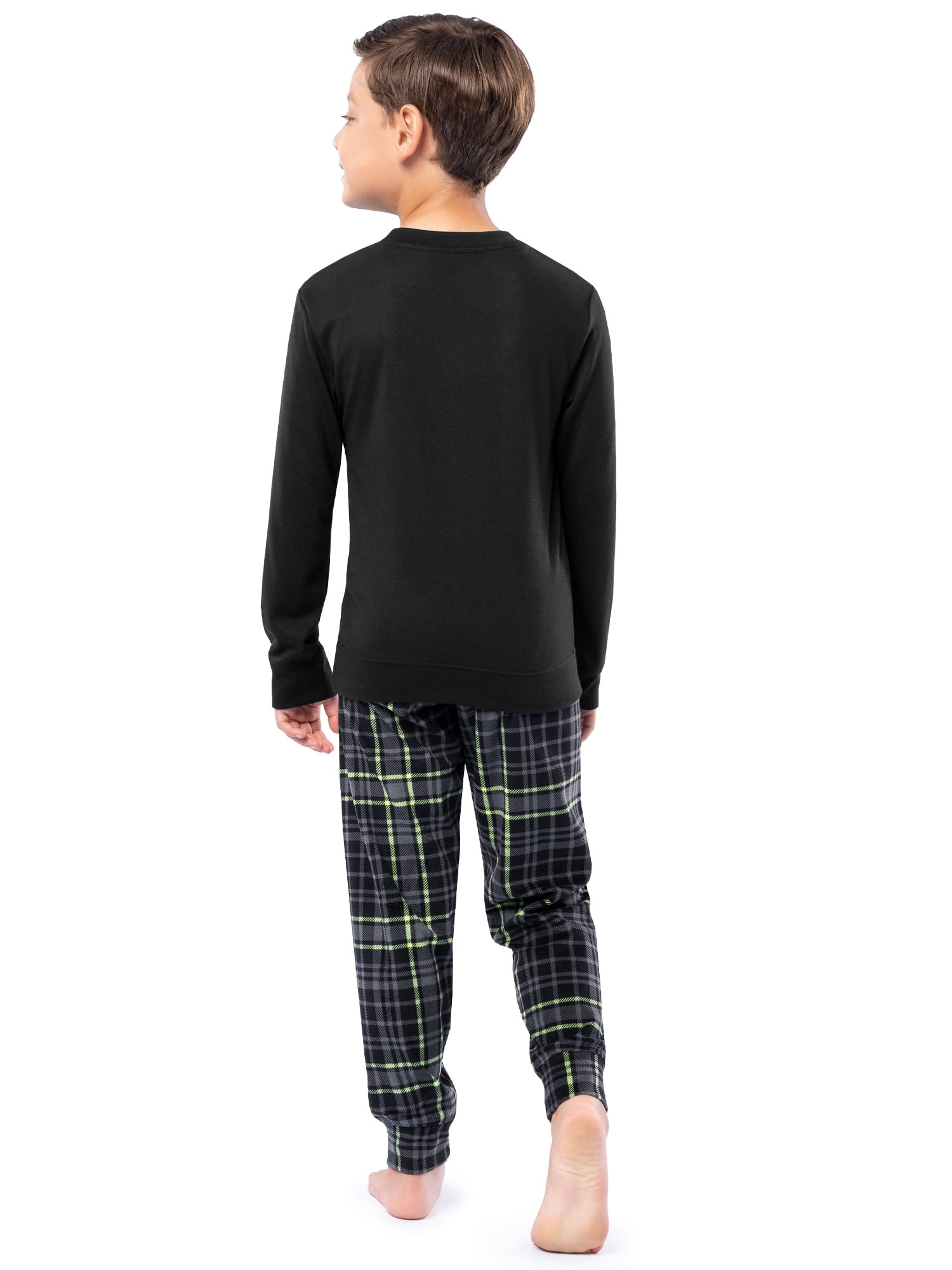 Fruit of the Loom Boy's Sleep Long Sleeve Top & Velour Fleece Jogger Pajama Set, 2-Piece, Sizes 4-16
