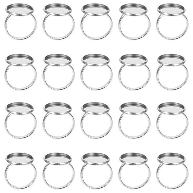 20pcs Base de anillo de acero inoxidable Soporte de anillo ajustable Joyas que hacen accesorios