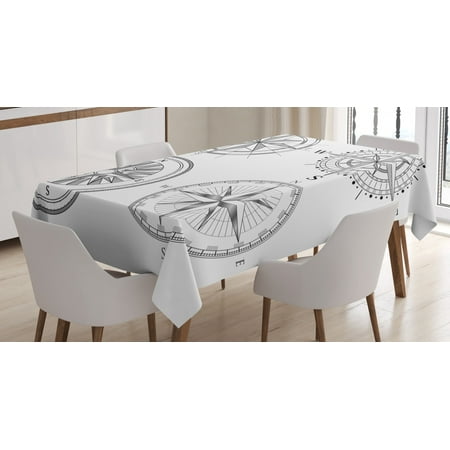 

Compass Tablecloth Seafaring Design Set of Windroses in Black and White Sailing Away Journey Themed Rectangular Table Cover for Dining Room Kitchen 52 X 70 Inches Black White by Ambesonne