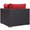 thumbnail image 6 of Contemporary Modern Urban Designer Outdoor Patio Balcony Garden Furniture Lounge Sofa, Chair and Coffee Table Fire Pit Set, Fabric Rattan Wicker, Red, 6 of 8