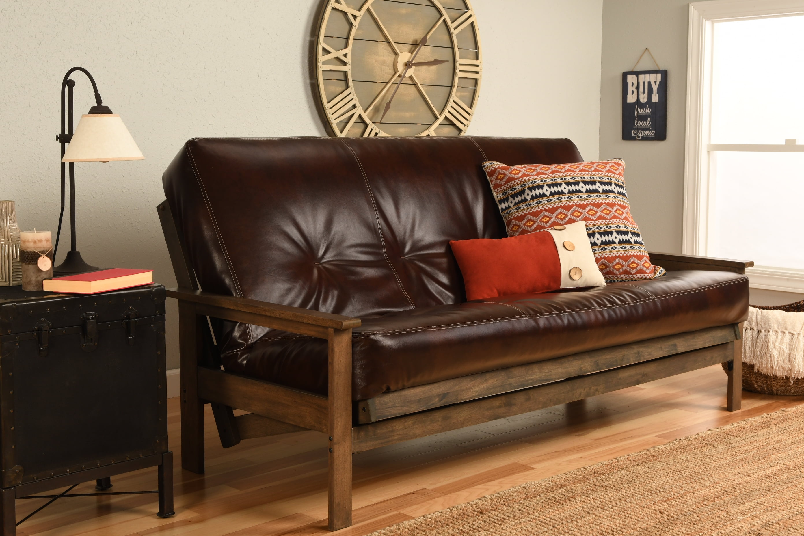 Albany Futon in Rustic Walnut Finish, Multiple Colors