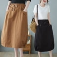 thumbnail image 5 of PUMISAS Summer Mid-Length Skirts For Women High Waisted Drawstring Flowy Elastic Waist Skirts Casual Loose Skirts With Side Pockets, 5 of 6