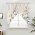 thumbnail image 5 of Watercolor Spring Floral Kitchen Window Curtains, Swag Curtains Valance for Bedroom Living Room Bathroom, Farmhouse Daisy Green Botanical Rod Pocket Window Curtain Block Drapes 2 Panels 36"x63", 5 of 9