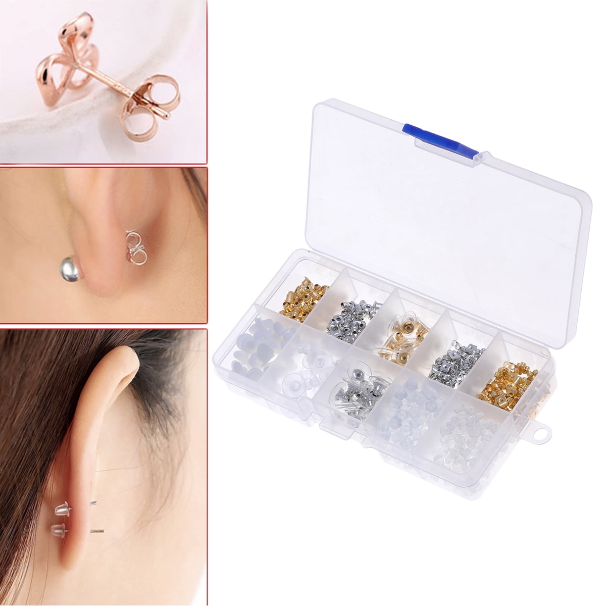 Etereauty 1 BoxAbout 450pcs Transparent Earring Plugs Plastic Earring  Backs Earrings Blank Stud Tiny Head Findings DIY Supplies  Walmartcom
