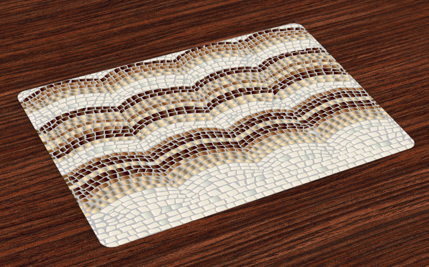 Beige Placemats Set of 4 Gradient Colored Mosaic Waves Setting Antique