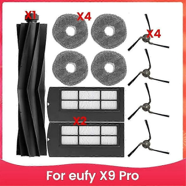 Accessories Kit for Eufy X9 Pro Replacement Parts Main Brush Side Brush Filter Mop Pad Spare Attachm